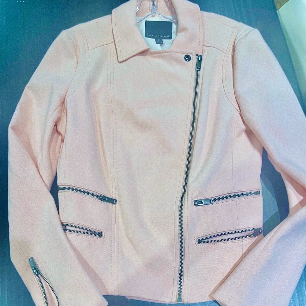 Women's Fabric Moto Jacket (baby pink)